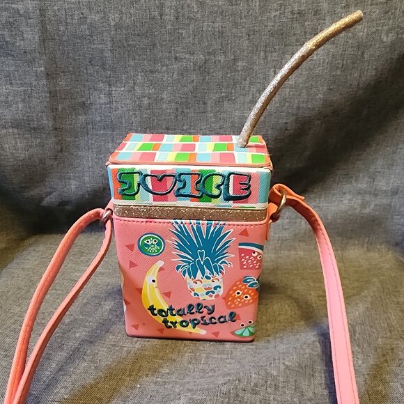 Lily Bloom Juice Box Totally Tropical Pink Mini Crossbody Purse - Picture 1 of 12